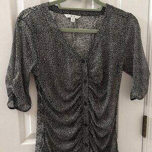 CAbi Women's Silver 3/4 Sleeve Plunge Tunic Blouse Size Small